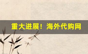 重大进展！海外代购网站排行“大好河山”