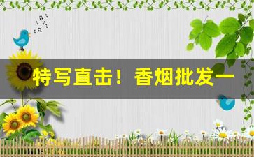 特写直击！香烟批发一手货源微商代理“地旷人稀”