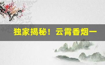 独家揭秘！云霄香烟一手货源价格“得手应心”