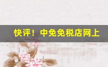 快评！中免免税店网上商城网站“按部就班”