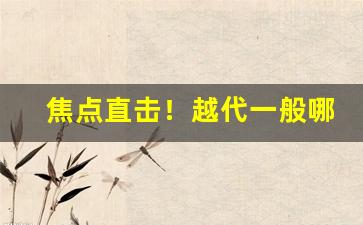 焦点直击！越代一般哪里发货“一扫而空”