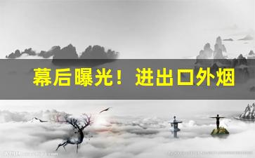 幕后曝光！进出口外烟货源批发“定盘星”