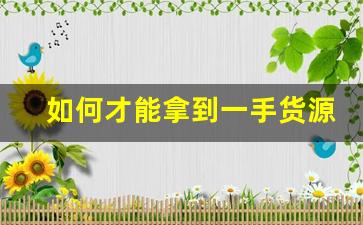 如何才能拿到一手货源-手里有货源怎么靠货源变现
