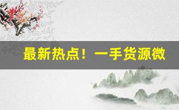 最新热点！一手货源微商代理“千载难逢”