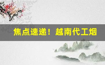 焦点速递！越南代工烟一手货源批发代理“短褐椎结”