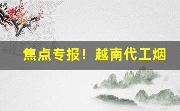 焦点专报！越南代工烟草批发官网“斗折蛇行”