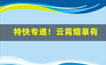 特快专递！云霄烟草有限公司“百了千当”