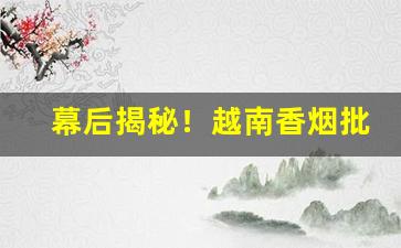 幕后揭秘！越南香烟批发微信号“标奇立异”