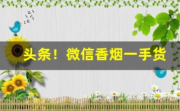 头条！微信香烟一手货源渠道“亘古通今”