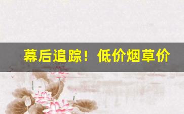 幕后追踪！低价烟草价格图片大全“不拔一毛”